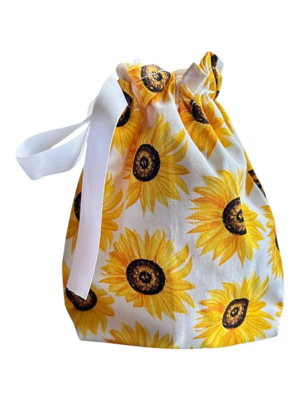 Hand Crafted Colorful Floral Sunflowers Reusable Eco Friendly Fabric Gift Bag